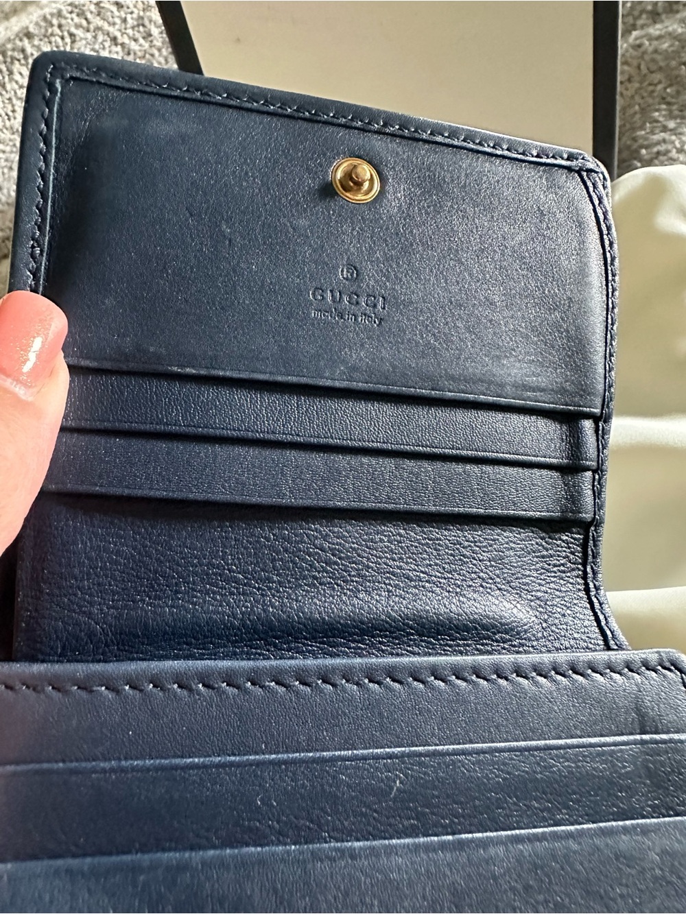 Gucci Floral Canvas Compact Wallet in Cream, Yellow, Purple and Navy - Picture 3 of 8